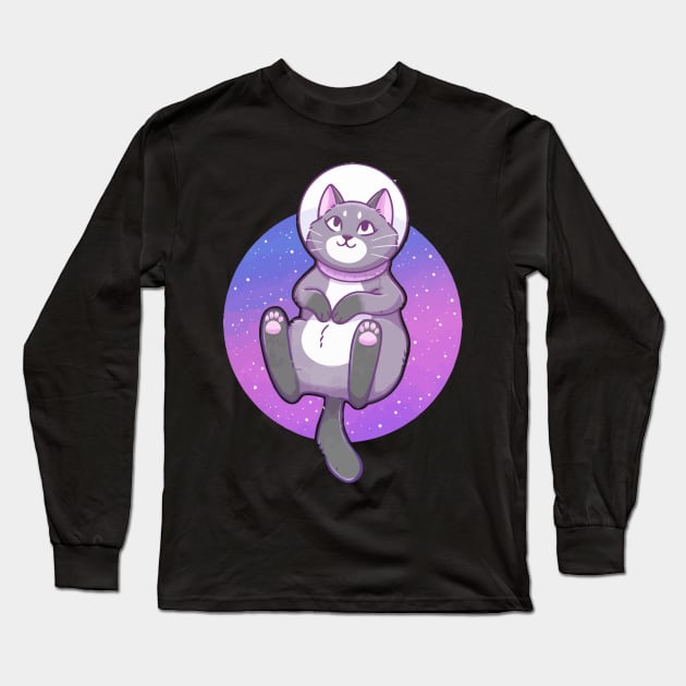 Astronaut Space Kitty Long Sleeve T-Shirt by annabellaaa